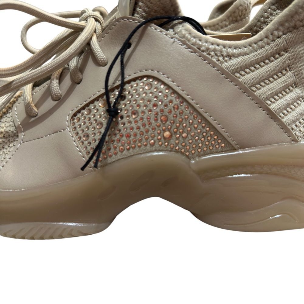 Maxima Steve Madden  Tan Gold Bling Rhinestone Trainers Sneakers  Sz 8 NWT - Picture 8 of 13